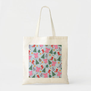 Cute Christmas Blue Tote Bag
