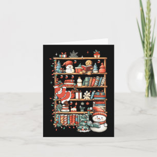 Cute Christmas Bookshelf Santa Reading Books Ginge Card