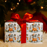 Cute Christmas Border Collie Dog and Snowman  Wrapping Paper<br><div class="desc">Wrap your Christmas presents in this adorable paper! Perfect for any "Border Collie Dog lover, " this design features a charming black and white Border Collie wearing a festive Christmas sweater and a Santa hat. The dog is happily nestled between two friendly snowmen, with delicate snowflakes scattered in the background....</div>