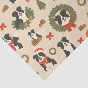 Cute Christmas Border Collie Dogs Holiday Tissue Paper