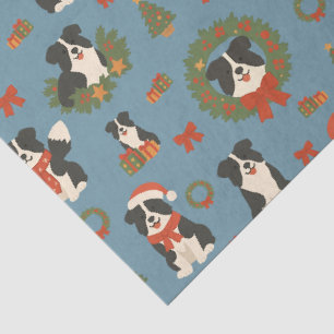 Cute Christmas Border Collie Dogs Holiday Tissue Paper