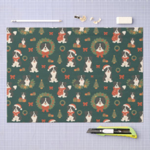 Cute Christmas Border Collie Dogs Holiday Tissue Paper
