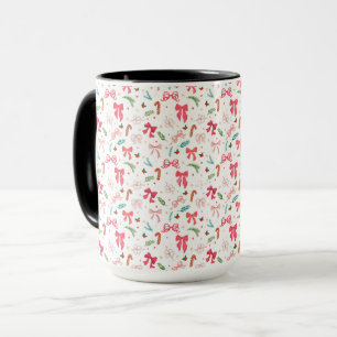 Cute Christmas Bow & Candy Cane Pattern Mug