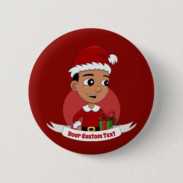 Cute Christmas boy cartoon Button (Front)