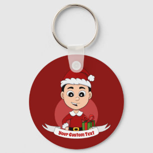 Cute Christmas boy cartoon Keychain