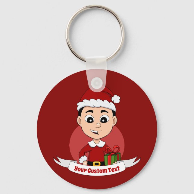 Cute Christmas boy cartoon Keychain (Front)