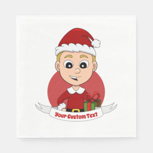 Cute Christmas boy cartoon Napkins