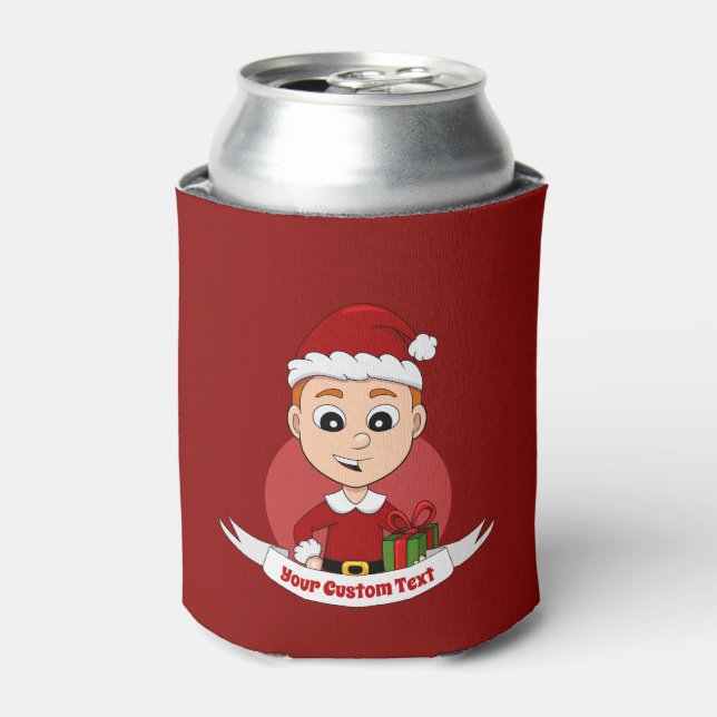 Cute Christmas boy with ginger hair Can Cooler (Can Front)