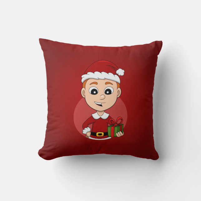 Cute Christmas boy with ginger hair Cushion (Front)
