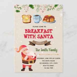 Cute Christmas breakfast with Santa invitation