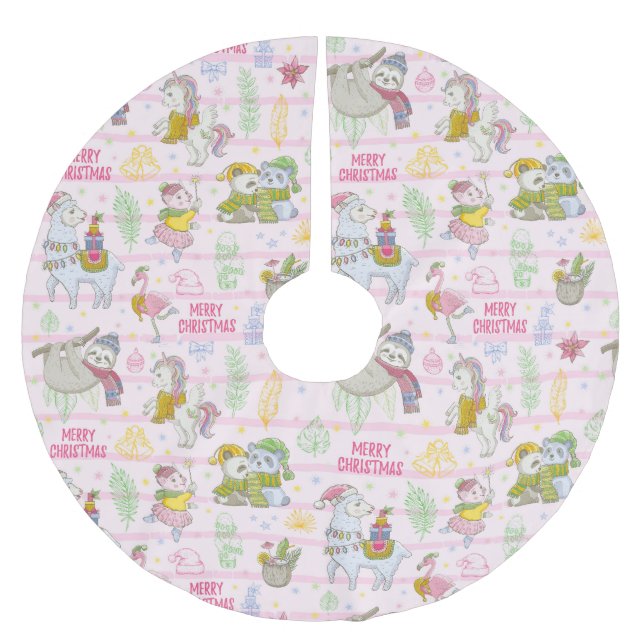 Cute  Christmas Brushed Polyester Tree Skirt (Front)