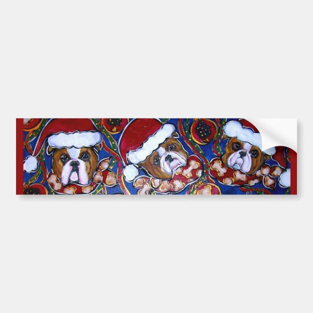 Cute Christmas Bulldog Bumper Sticker (Front)