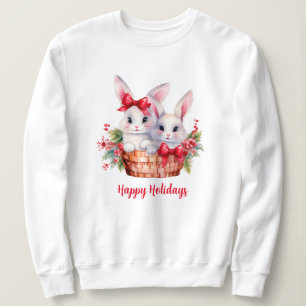Cute Christmas Bunnies in a Basket Sweatshirt