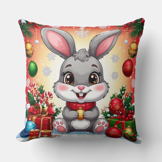 Cute Christmas Bunny Cushion (Front)