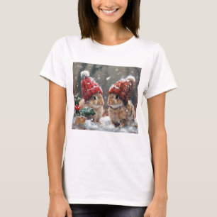 Cute Christmas Bunny Holiday Womens Tshirt