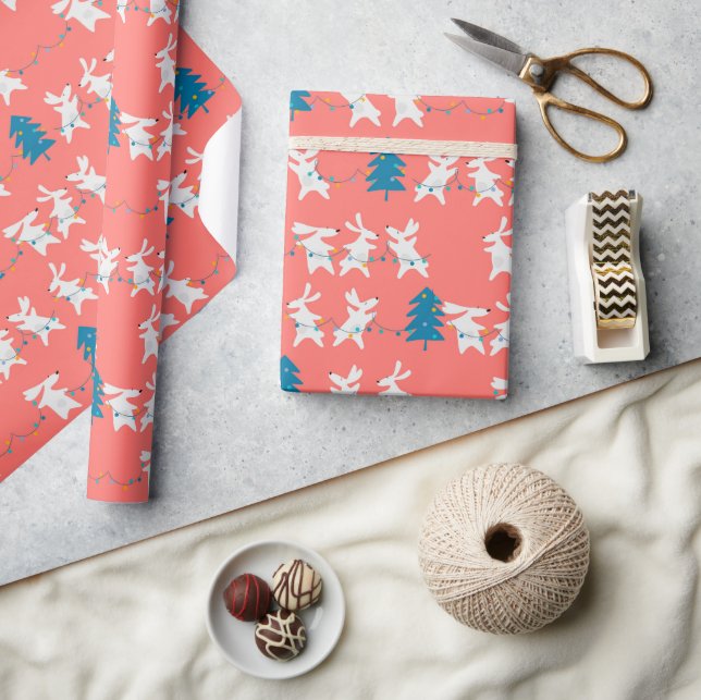 Cute Christmas Bunny Rabbits Wrapping Paper (Crafts)