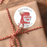 Cute Christmas Cake Mixer Baked With Love Classic Round Sticker<br><div class="desc">A cute red Christmas cake mixer with flowers and holly decorates this baked with love sticker. Personalise it with your name. Designed for you by blackberry Boulevard.</div>