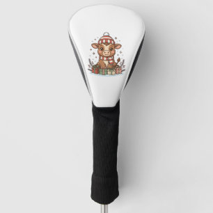 Cute Christmas Calf With Gifts Vintage Vector_1 Golf Head Cover