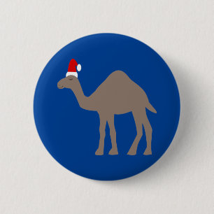 Cute Christmas Camel 6 Cm Round Badge