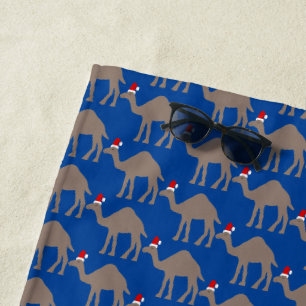 Cute Christmas Camel Beach Towel