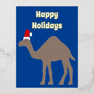 Cute Christmas Camel Custom Foil Holiday Postcard