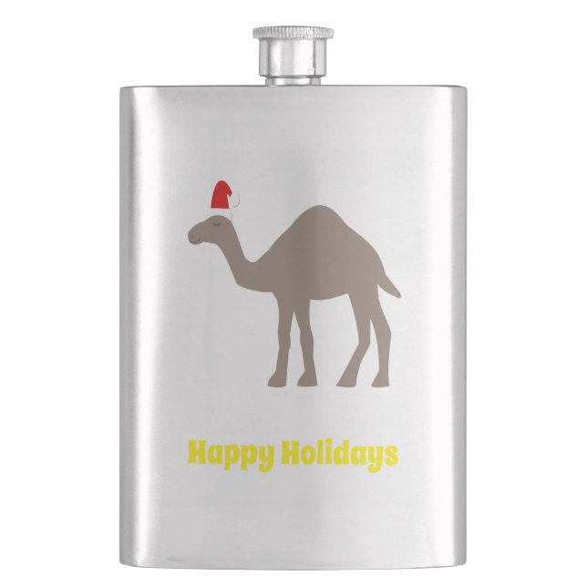 Cute Christmas Camel Custom Hip Flask (Front)