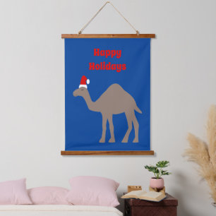 Cute Christmas Camel Custom Message Hanging Tapestry