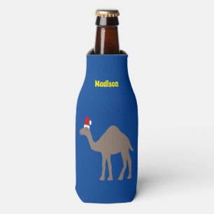 Cute Christmas Camel Custom Name Bottle Cooler