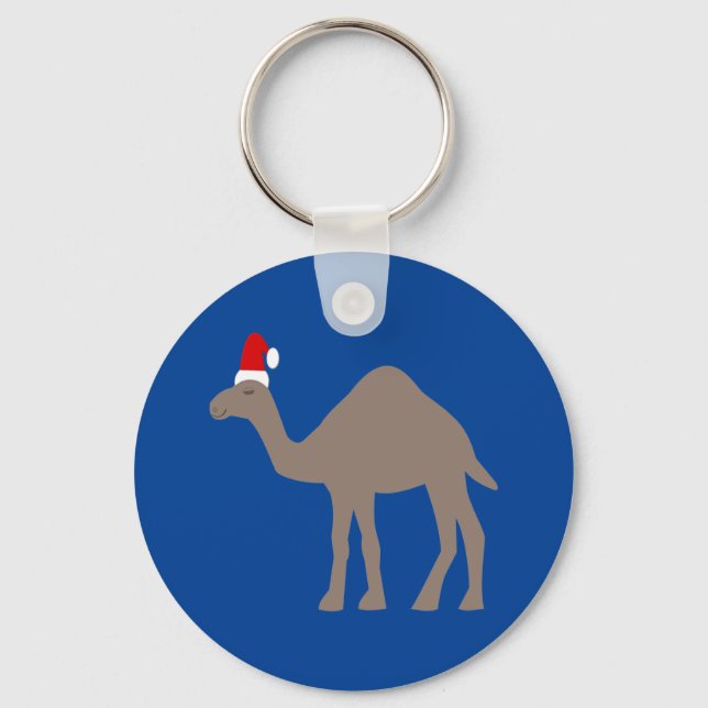 Cute Christmas Camel Custom Name Key Ring (Front)