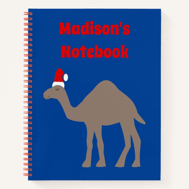 Cute Christmas Camel Custom Name Notebook (Front)