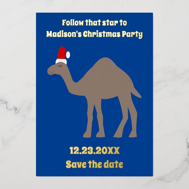 Cute Christmas Camel Custom Save the Date (Front)