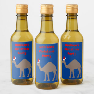 Cute Christmas Camel Custom Wine Label