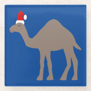Cute Christmas Camel Glass Coaster