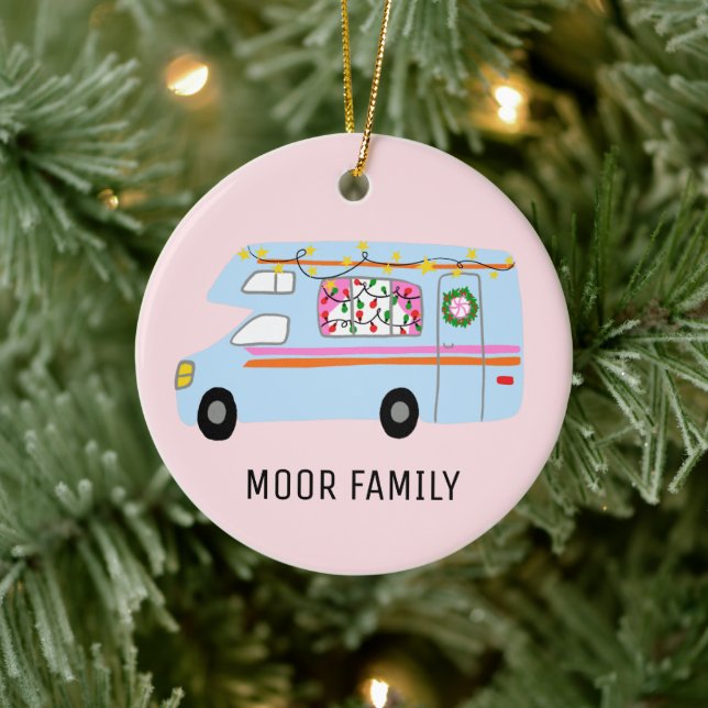 Cute Christmas Camper RV Holiday CUSTOM Ceramic Tree Decoration (Tree)