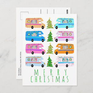 Cute Christmas Camper Vintage Motorhomes RV Xmas Postcard
