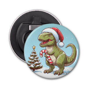 Cute Christmas candy cane dinosaur Bottle Opener