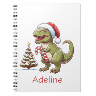 Cute Christmas candy cane dinosaur Notebook