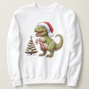Cute Christmas candy cane dinosaur Sweatshirt