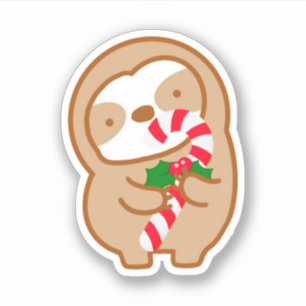Cute Christmas Candy Cane Sloth