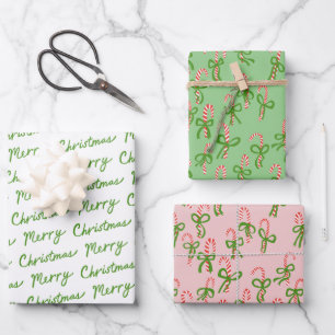 Cute Christmas Candy Canes Xmas Holiday Variety Wrapping Paper Sheet