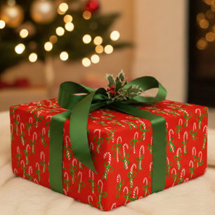 Cute Christmas Candy Canes Xmas Holiday Variety Wrapping Paper Sheet