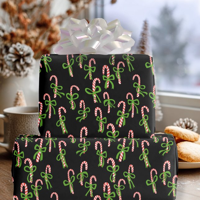 Cute Christmas Candy Canes Xmas Holiday Wrapping Paper (Cute Christmas Candy Canes Xmas Holiday Wrapping Paper Black
)