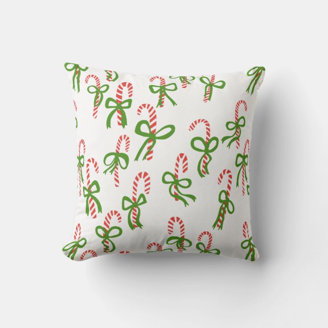 Cute Christmas Candy Canes Xmas Sweet Holiday Cushion (Front)