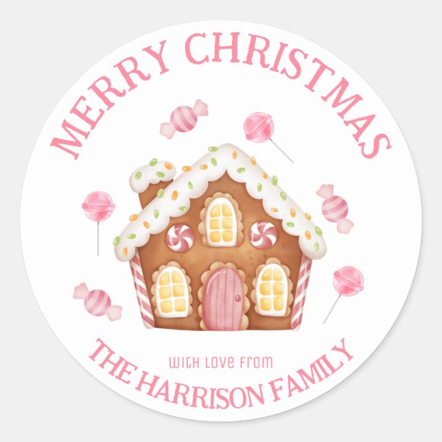 Cute Christmas Candy House Holidays Sticker (Front)