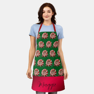 Cute Christmas Candy Peppermints Personalised Apron