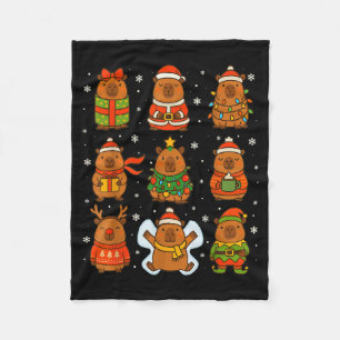 Cute Christmas Capybara Funny Family Xmas Men Wome Fleece Blanket