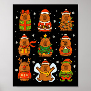 Cute Christmas Capybara Funny Family Xmas Men Wome Poster