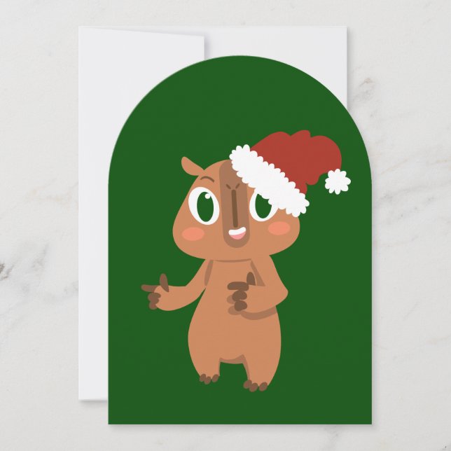 cute christmas capybara santa claus invitation (Front)