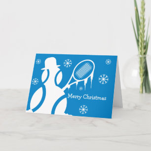 Cute Christmas card for tennis players - snowman