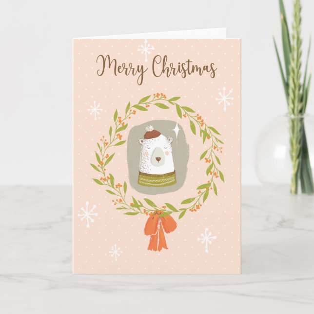 Cute Christmas card -  polar bear Merry Christmas (Front)